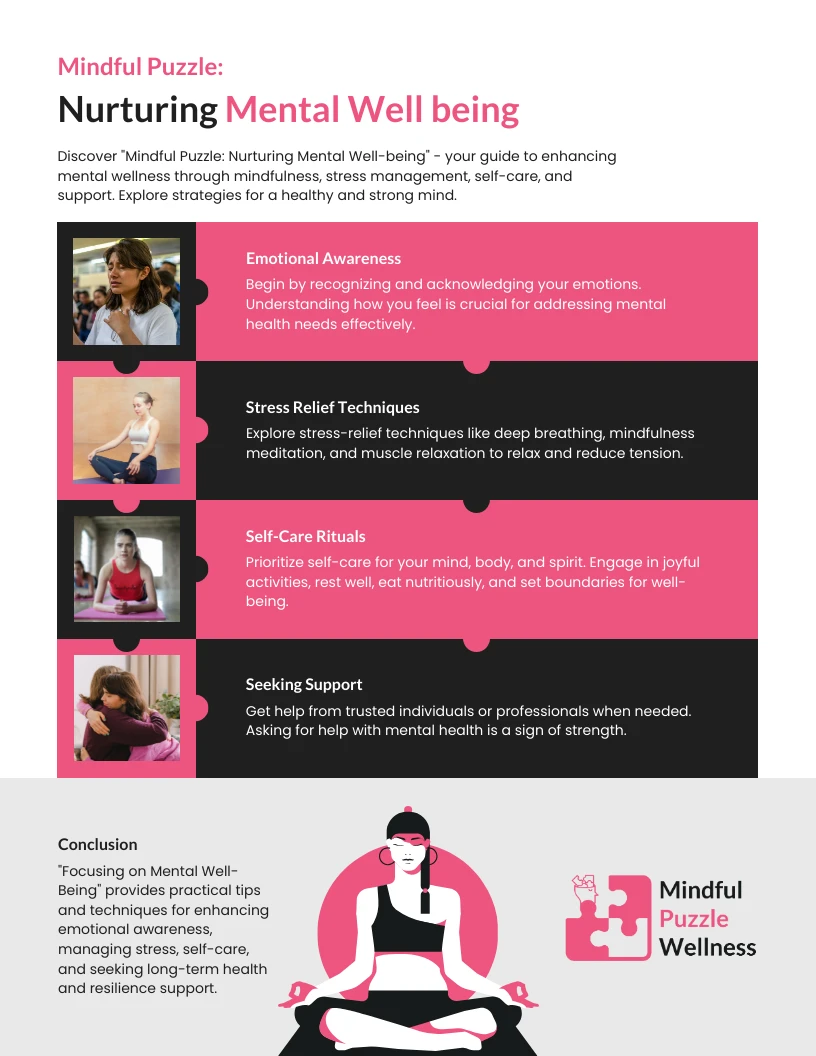 Mindful Puzzle Nurturing Mental Well being Infographic Template - Venngage