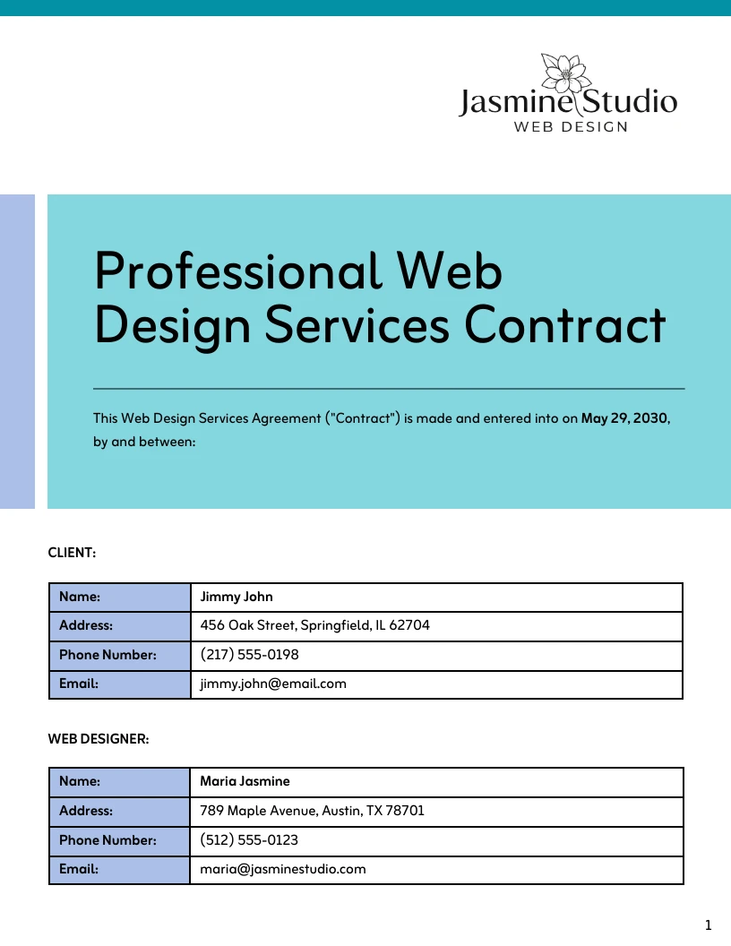 Website Design Contract Template - Venngage