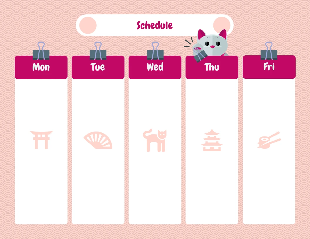 Yellow Simple Weekly Anime Schedule Template - Venngage