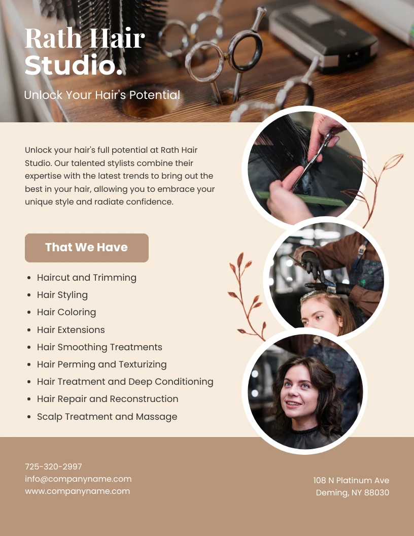 Hair Studio Salon Flyer Template - Venngage