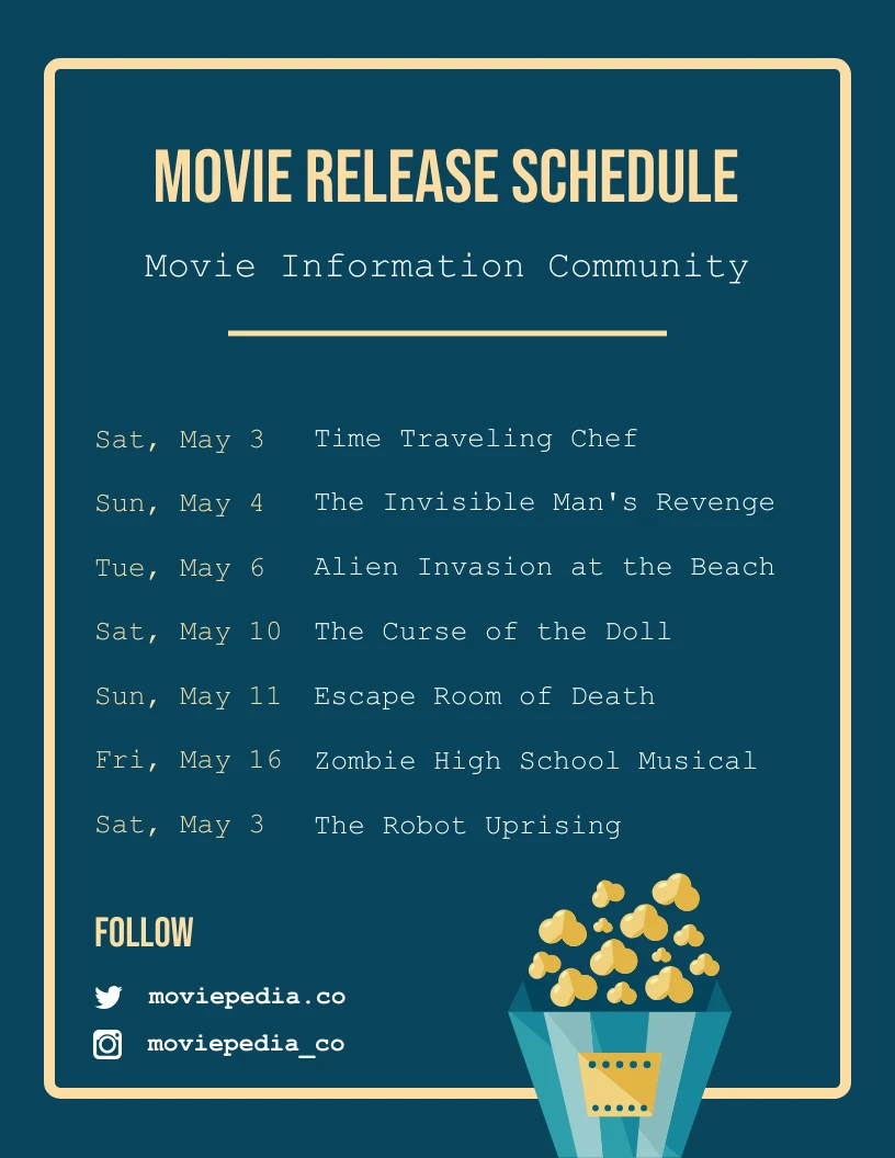 Movie Release Schedule Flyer Template Venngage