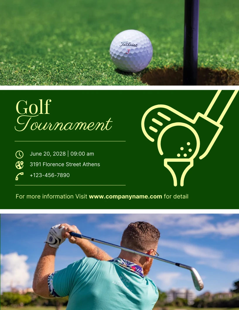 Dark Green Simple Photo Collage Golf Tournament Poster Venngage 5295