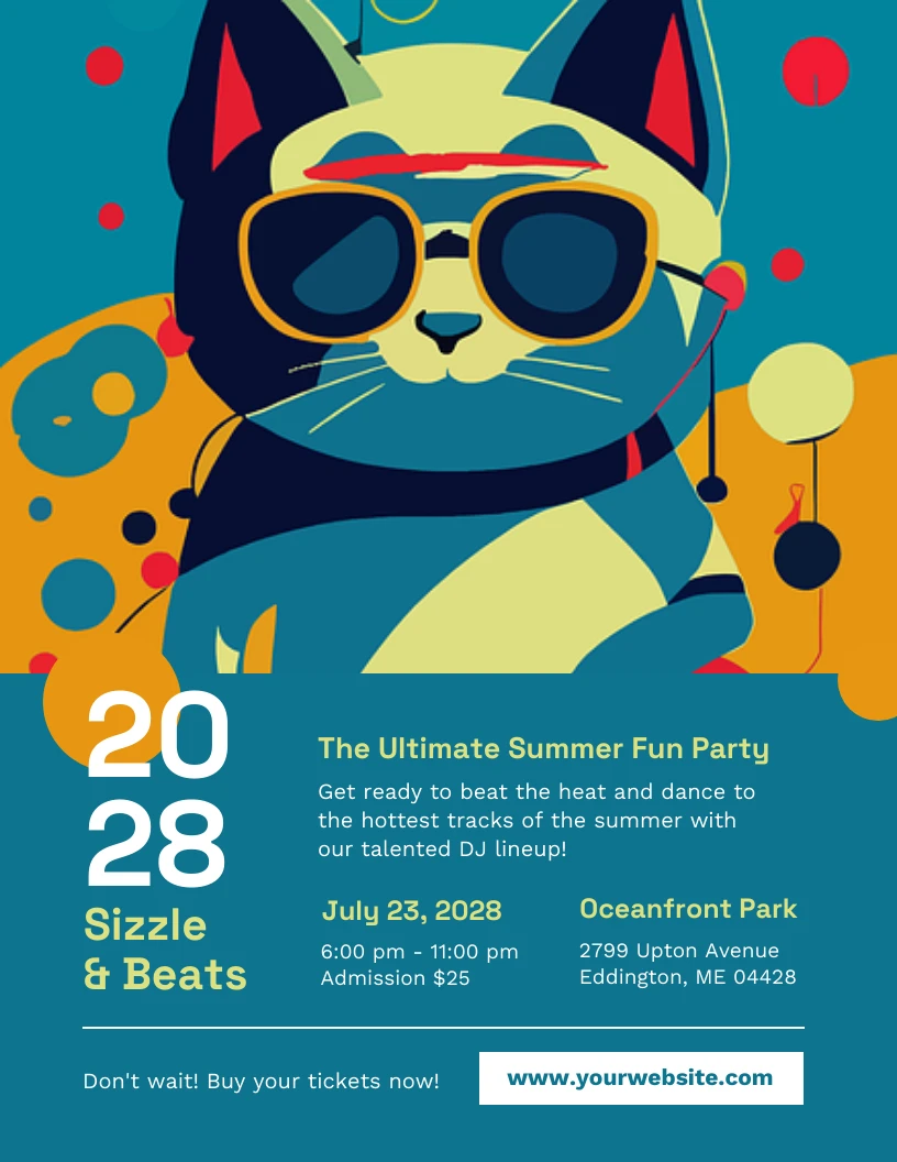 green-blue-and-orange-summer-fun-party-poster-template-venngage