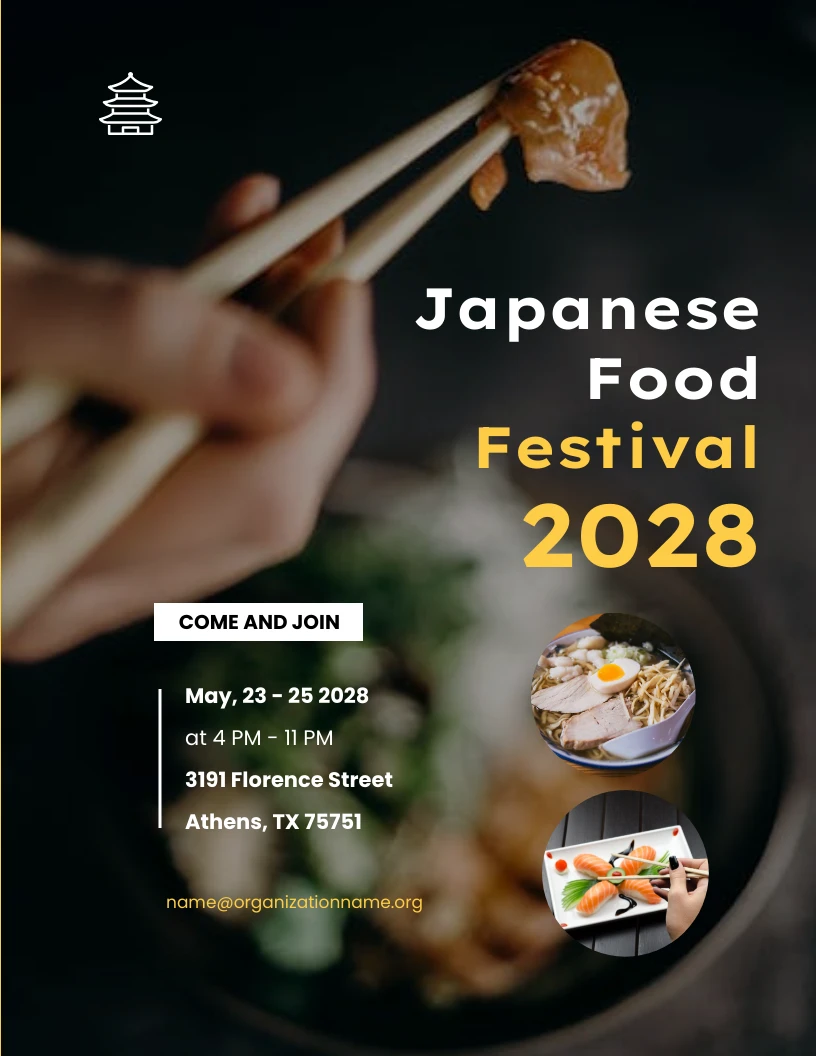 Minimalist Japanese Food Festival Template Venngage