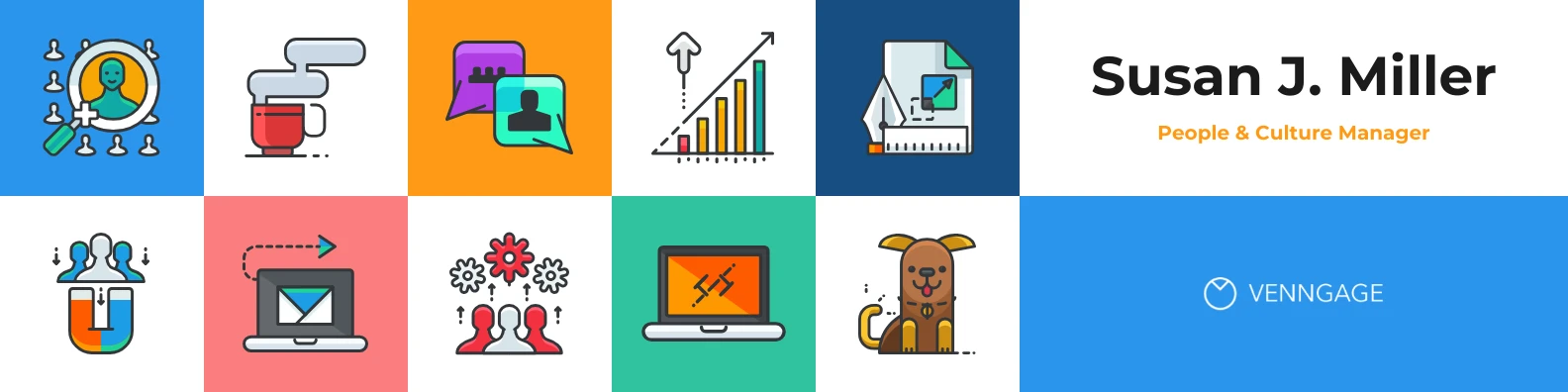 Colorful Grid Profile LinkedIn Cover Banner - Venngage