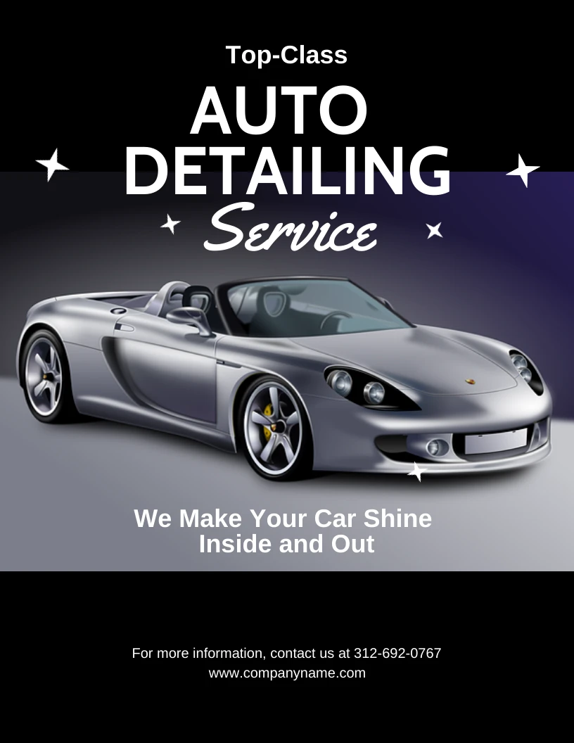 Black and Cream Auto Detail Car Poster - Venngage