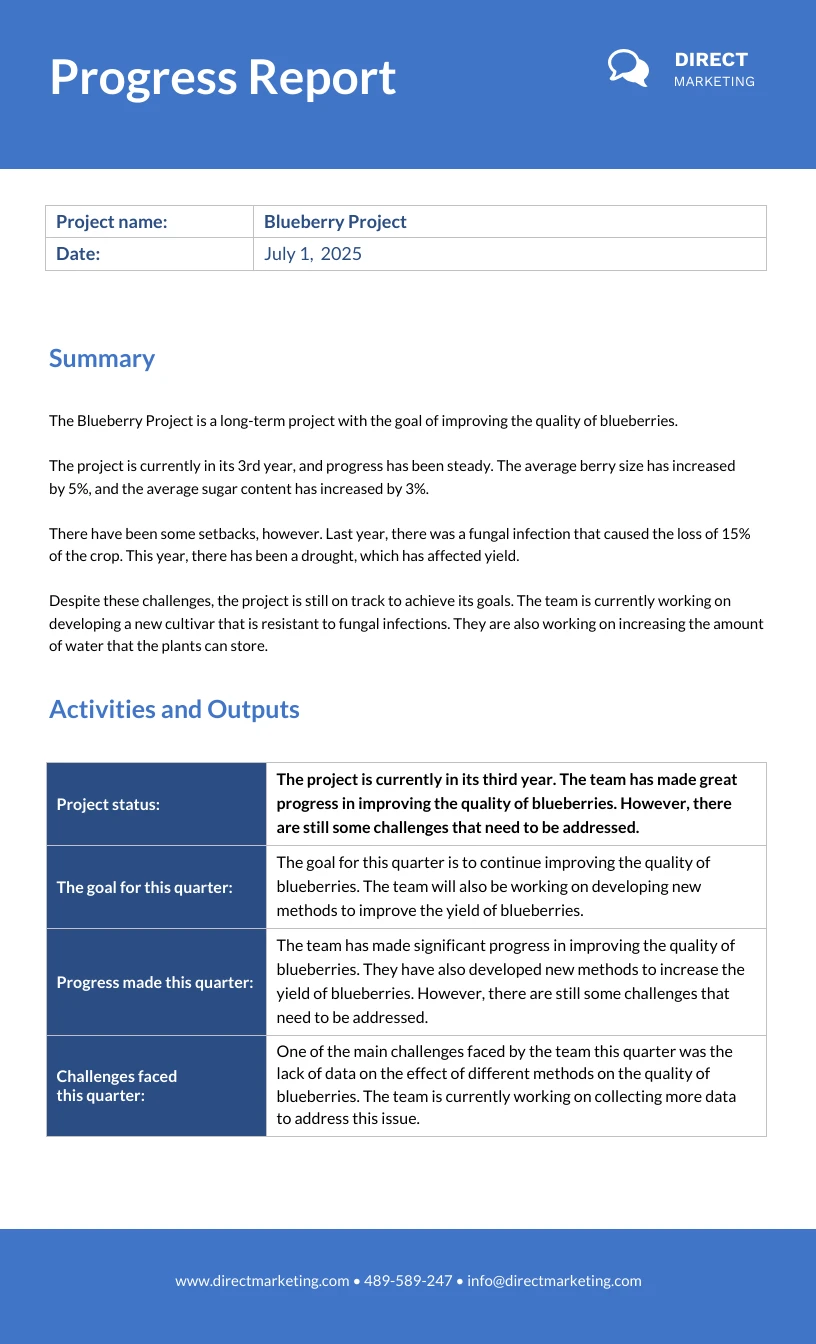 Progress Report Template Venngage