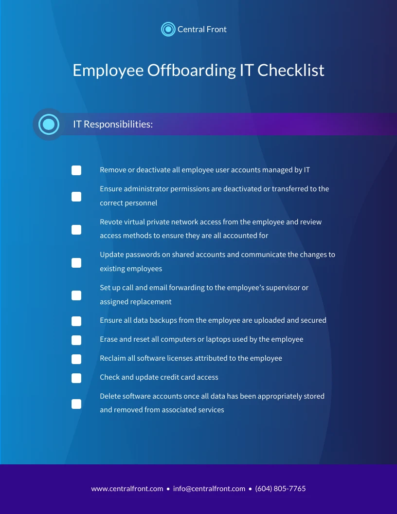 Employee IT Offboarding Checklist Template - Venngage