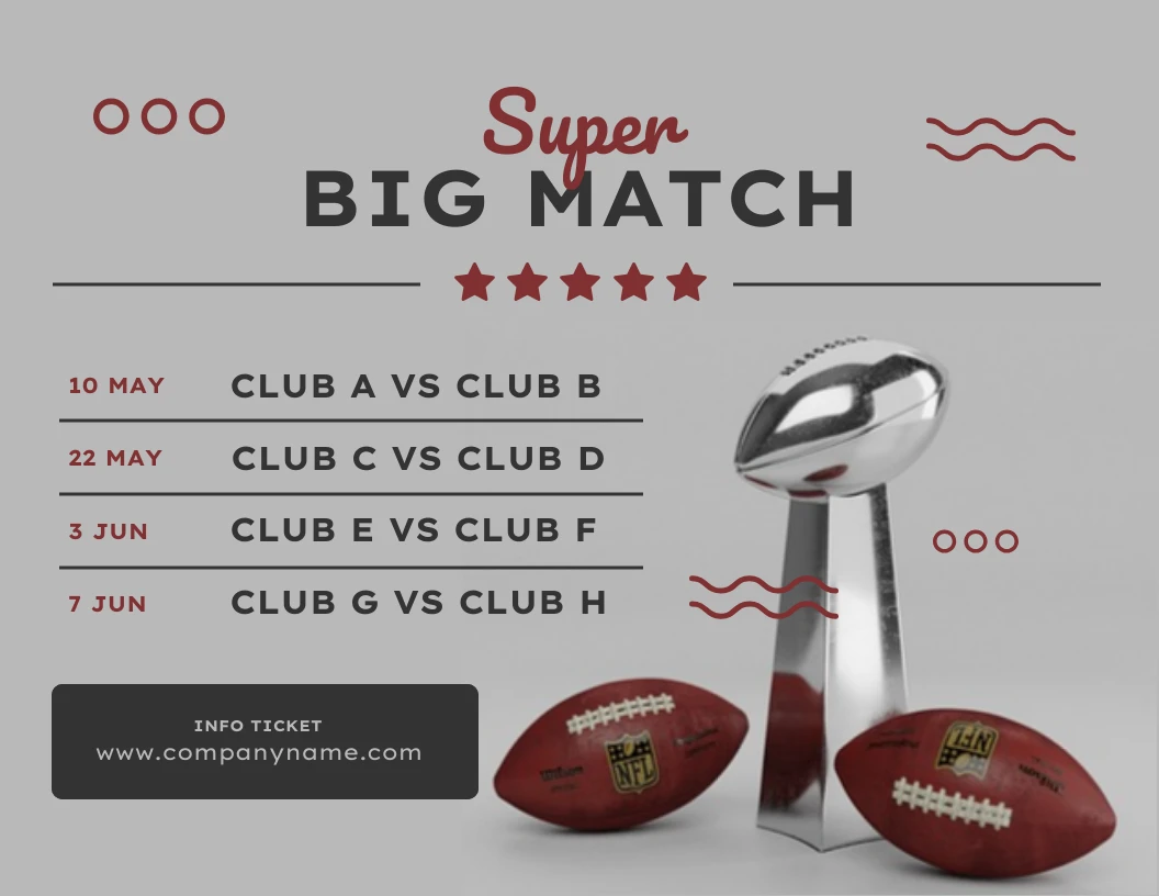 Light Grey Modern Playful Illustration Super Big Match Superbowl