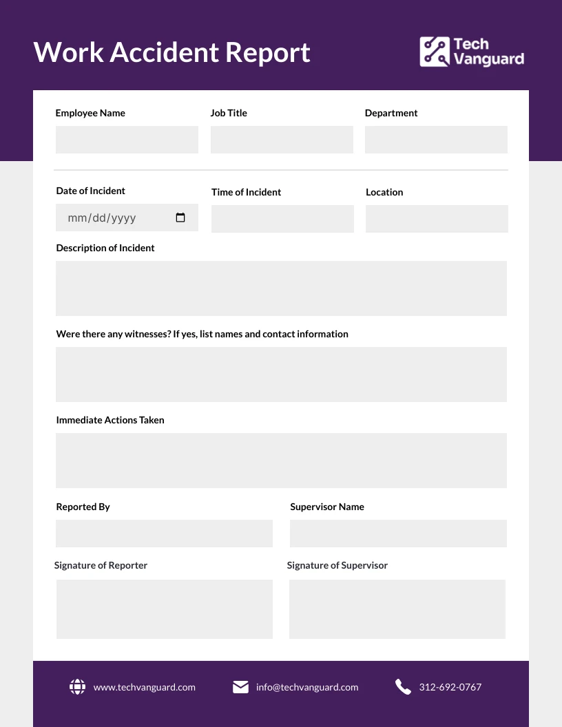 Work Accident Report Template - Venngage