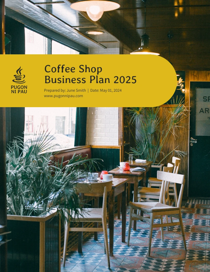 cover page of a coffee shop business plan