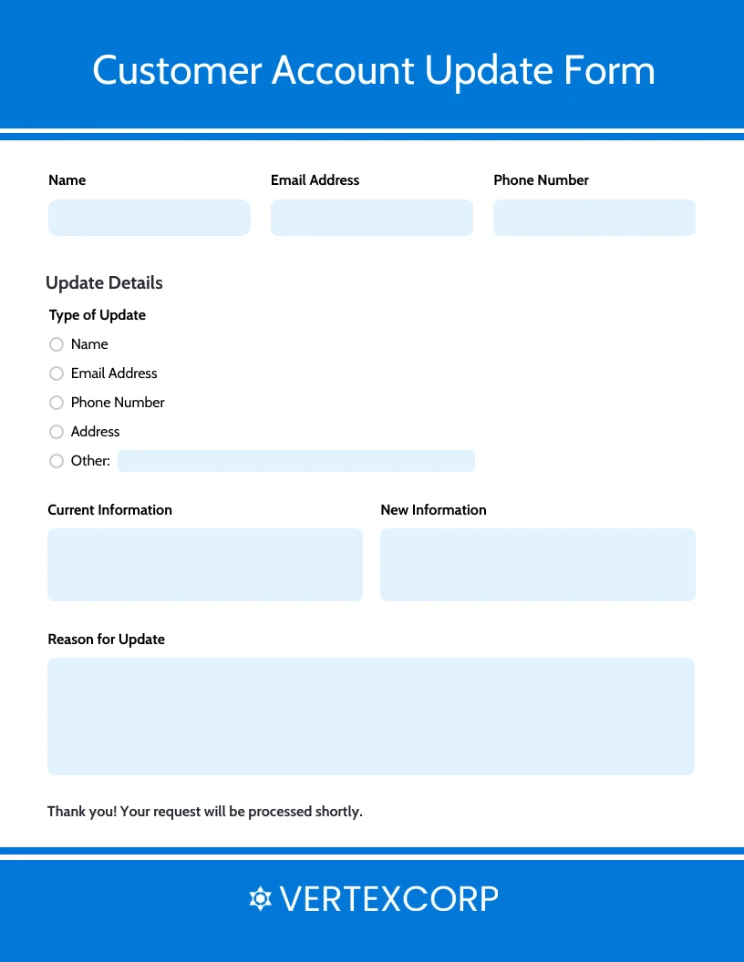 Dodger Blue Customer Service Feedback Form Template - Venngage