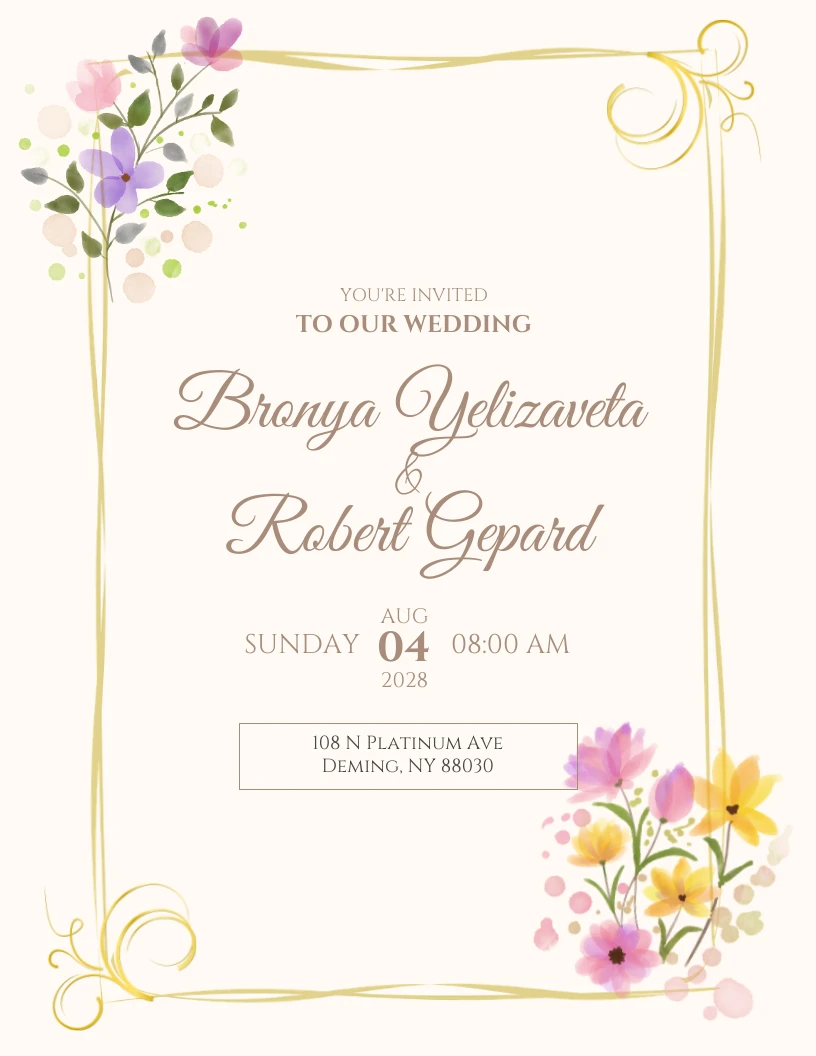 Cream Floral Frame Wedding Reception Card - Venngage