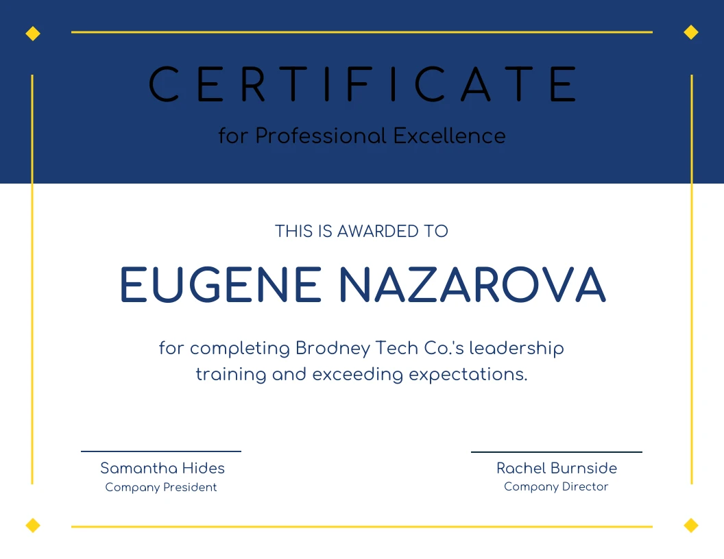 TREND enterprises, Inc. Certificato di Eccellenza Certificati Classici