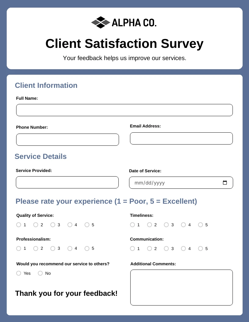 Blue and white business form venngage