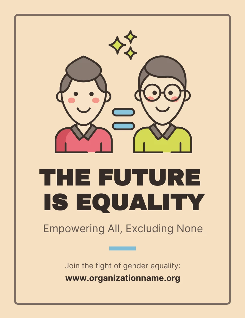 Beige And Illustrative Minimalist Gender Equality Poster - Venngage