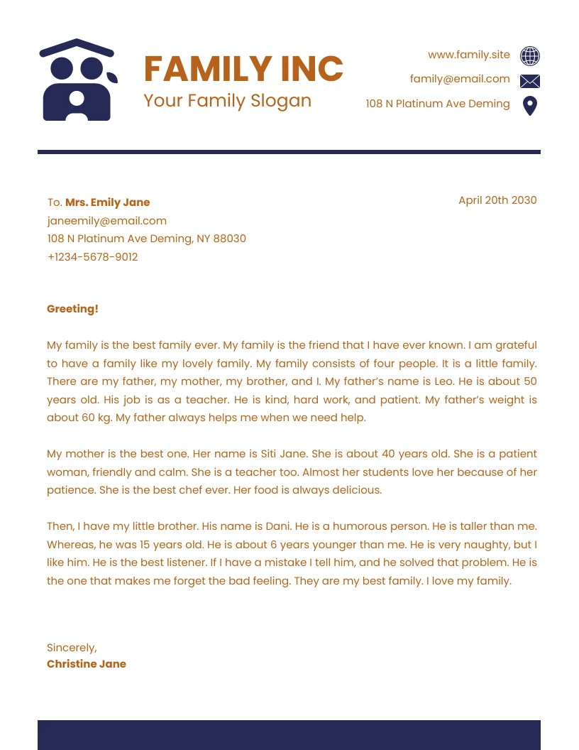Brown And Navy Clean Business Family Letterhead - Venngage