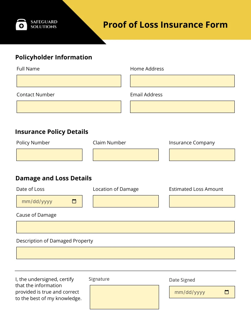 Simple Yellow Black Insurance Forms - Venngage