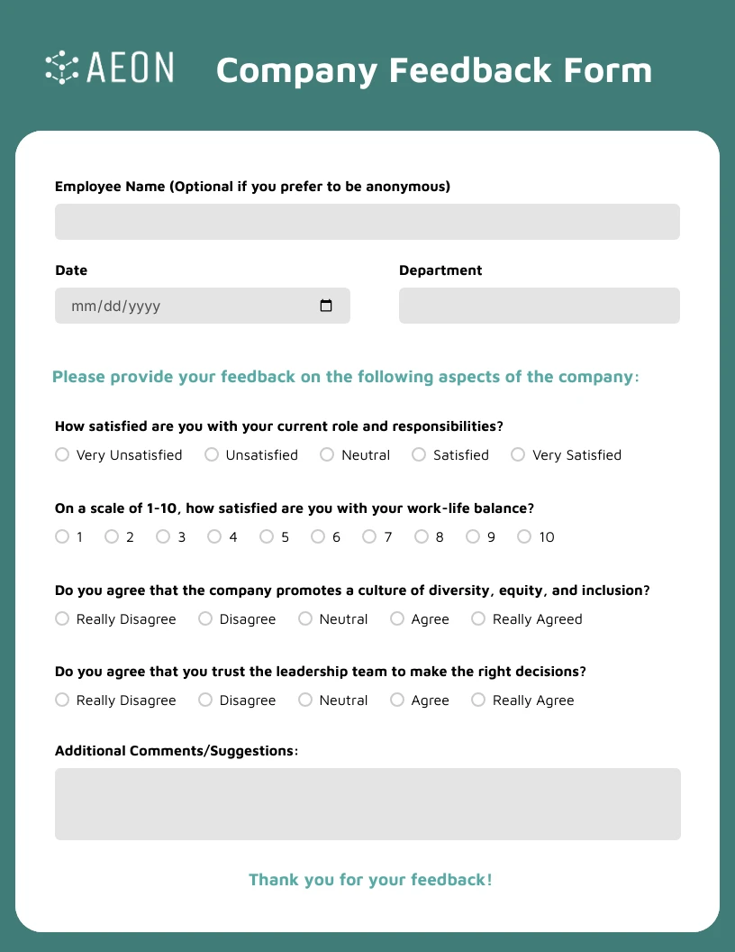 Customizable Company Feedback Form - Venngage