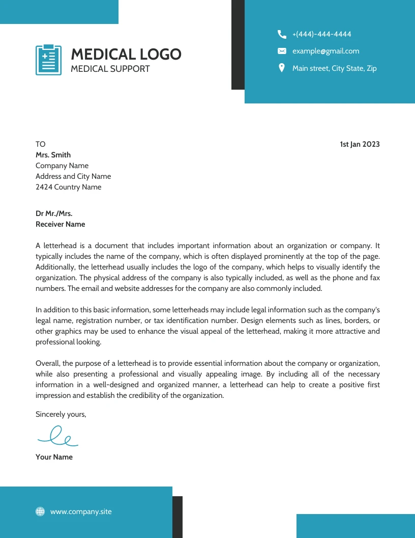 White And Blue Simple Medical Professional Letterhead Template - Venngage