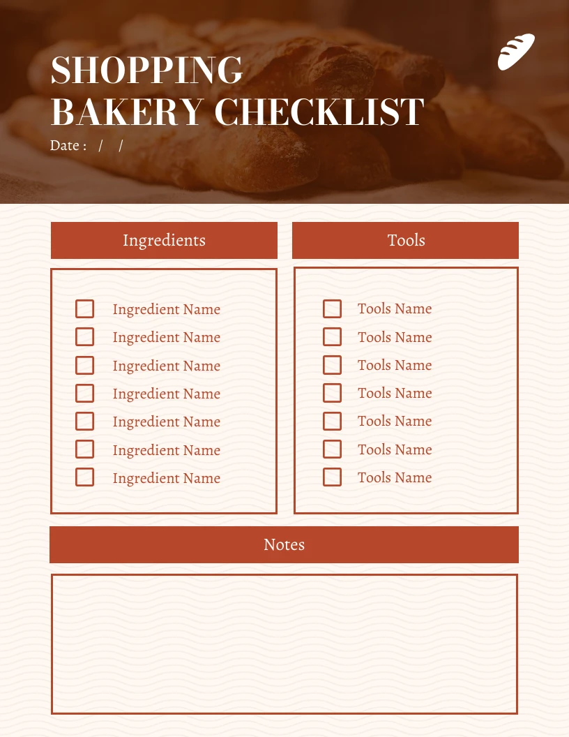 Brown Baking Needs Shopping List - Venngage