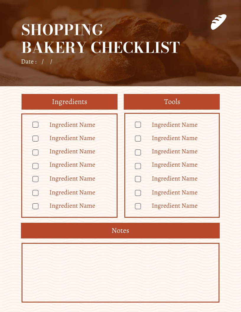 Brown Baking Needs Shopping List - Venngage