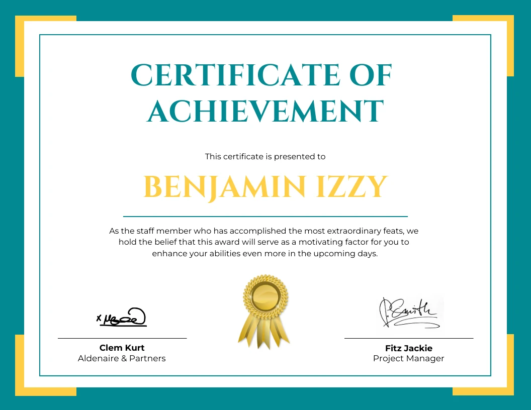 Free Certificate of Achievement Template - Venngage