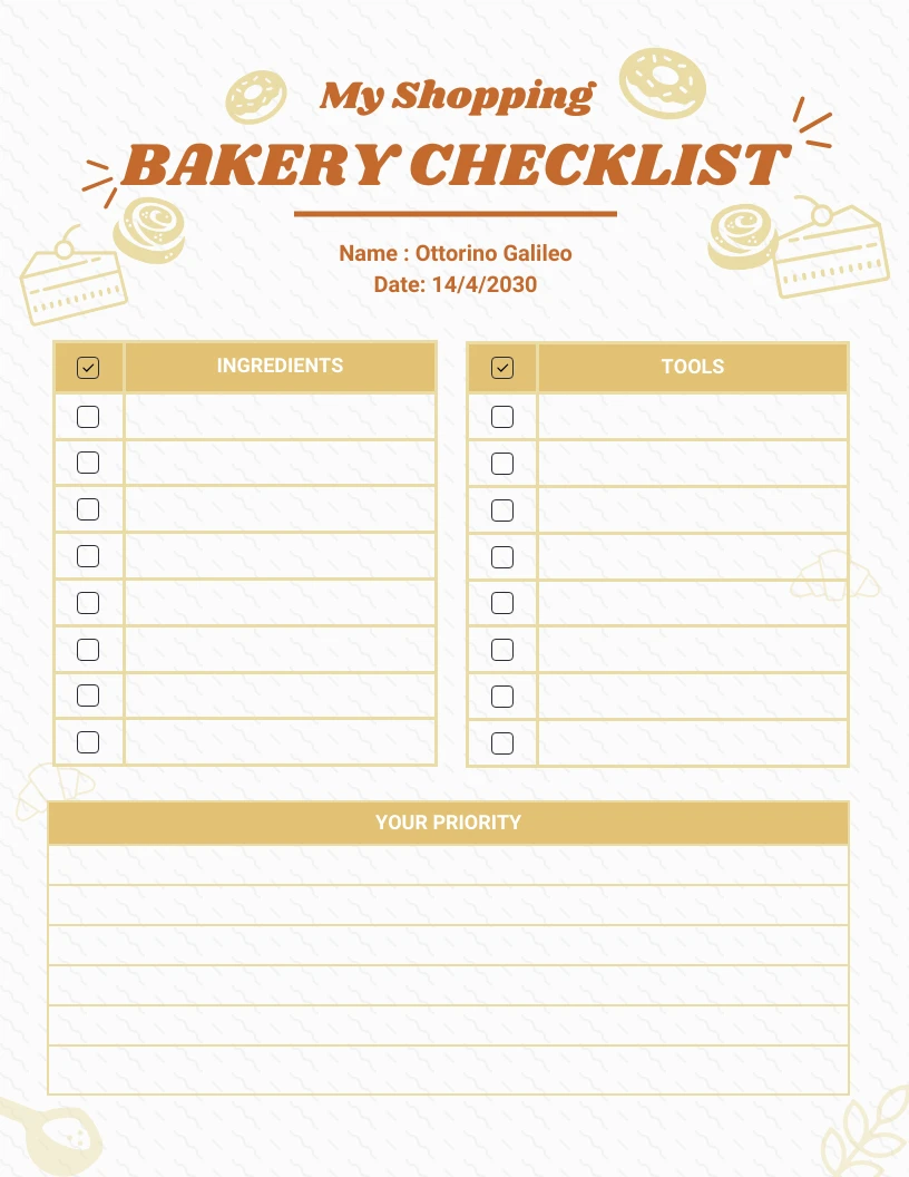 Brown Baking Needs Shopping List - Venngage