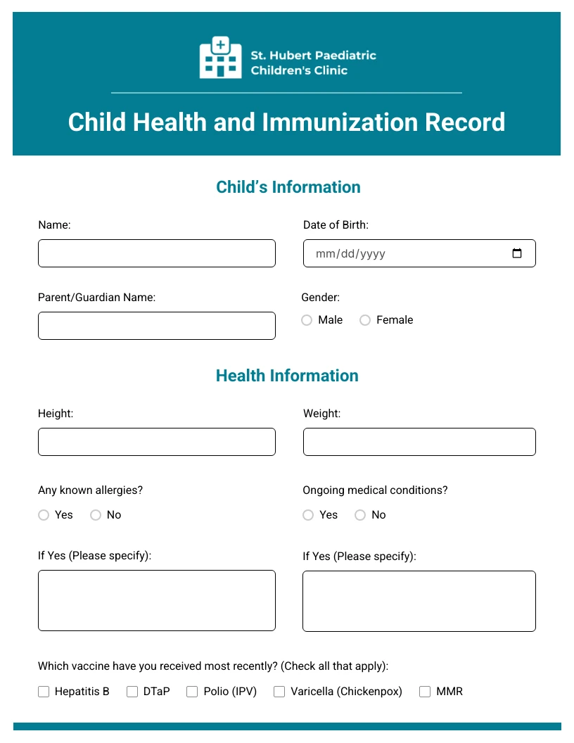 Modern Teal and White Health Forms - Venngage