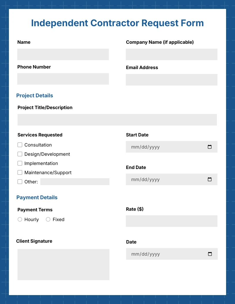 St Tropaz Contractor Form Template Venngage St Tropaz Contractor Form Template Venngage