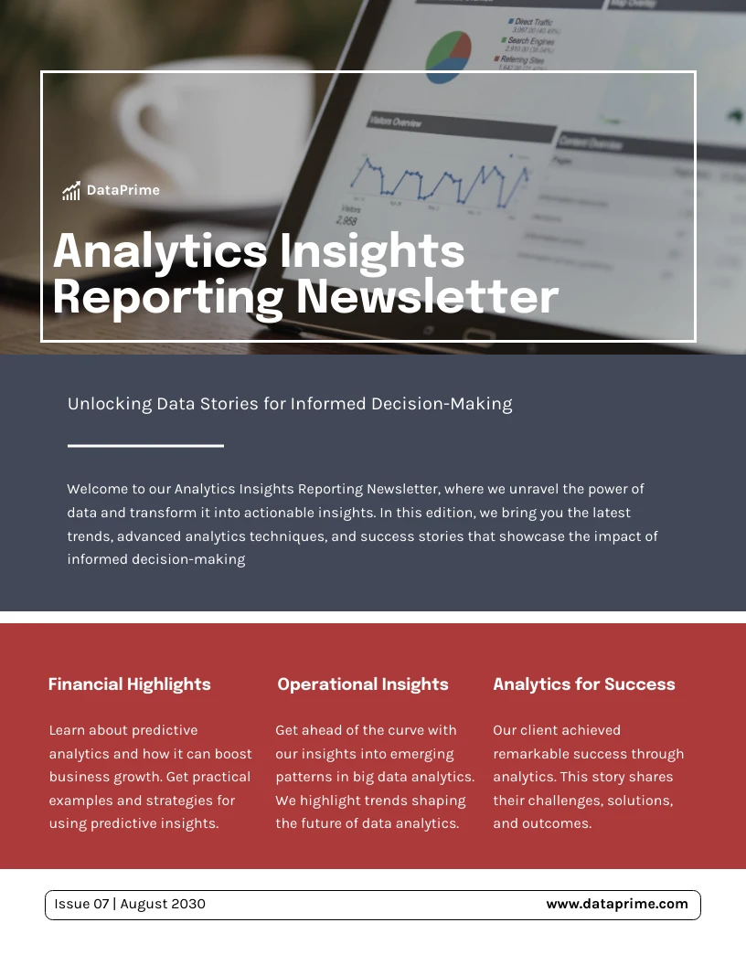 Analytics Insights Reporting Newsletter Template - Venngage