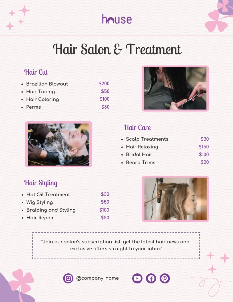 Hair Salon and Treatment Flyer Template Venngage