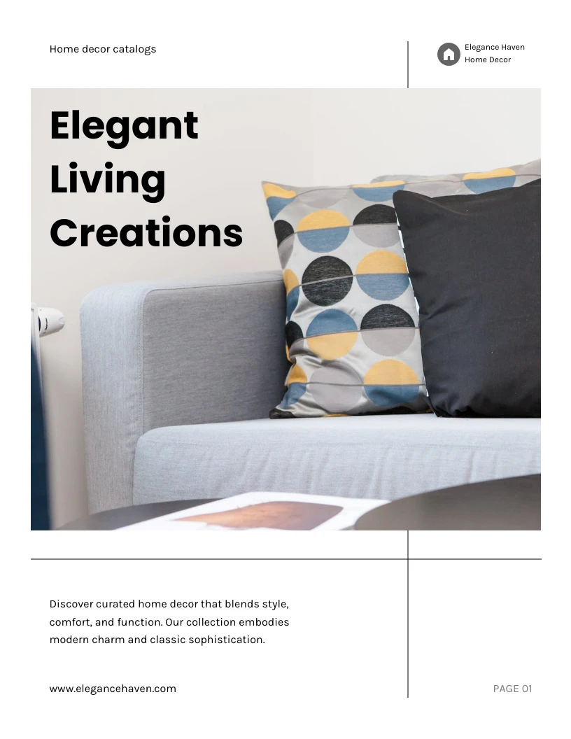 Simple Clean Black and White Home Decor Catalog - Venngage