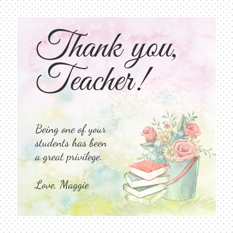 Square Teacher Appreciation Card - Venngage