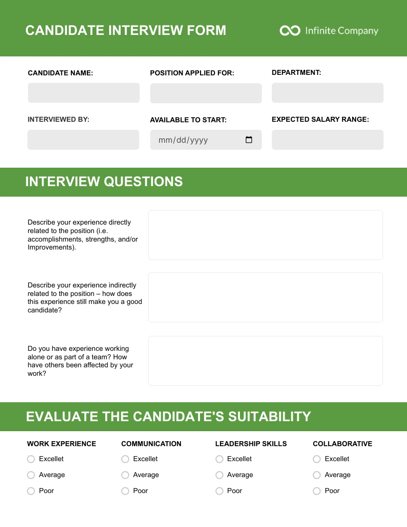 Interview Briefing Form Template Venngage