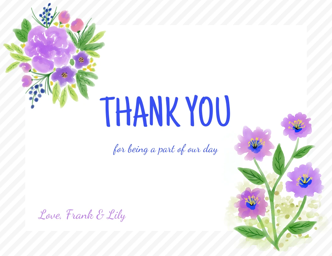 Lavender Floral Thank You Card - Venngage