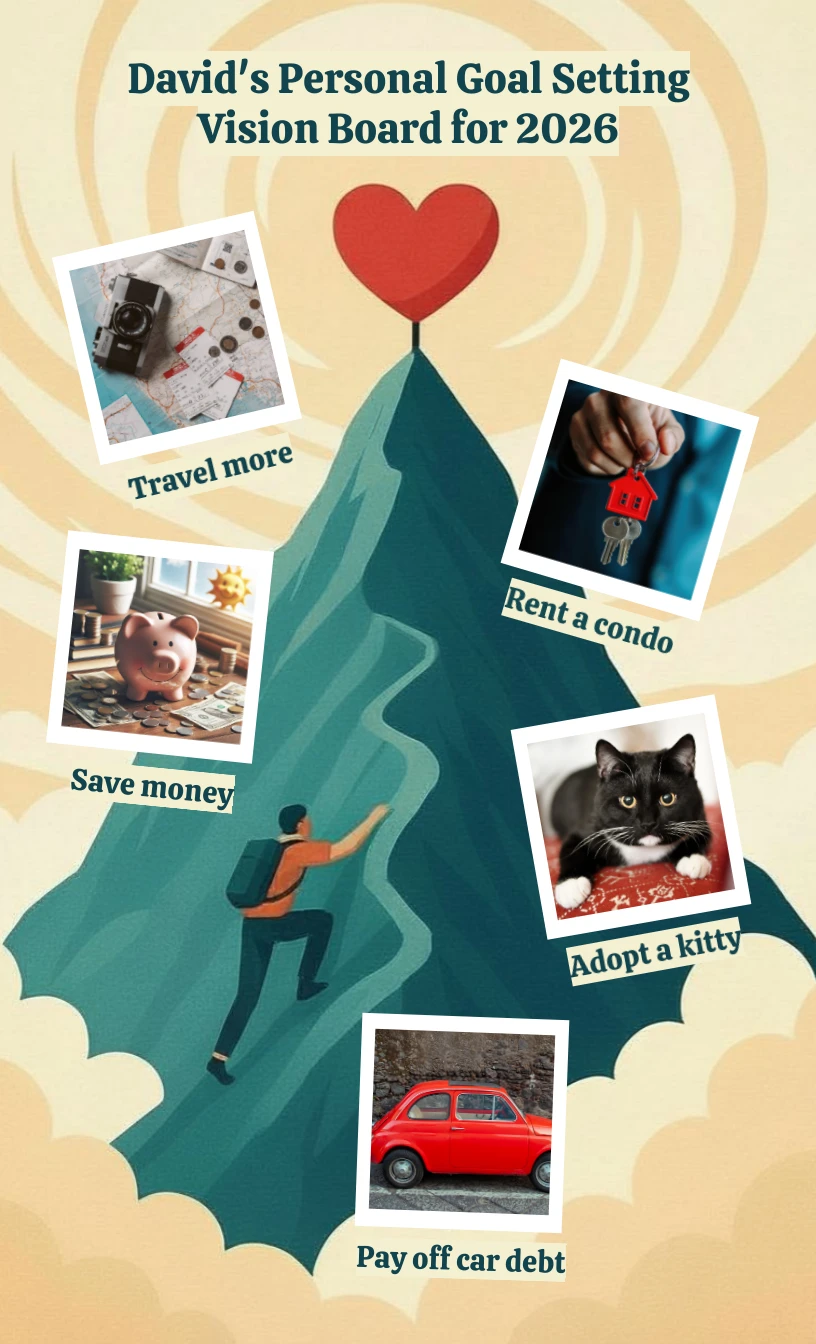 Mountain Vision Board for Goal Setting Template - Venngage