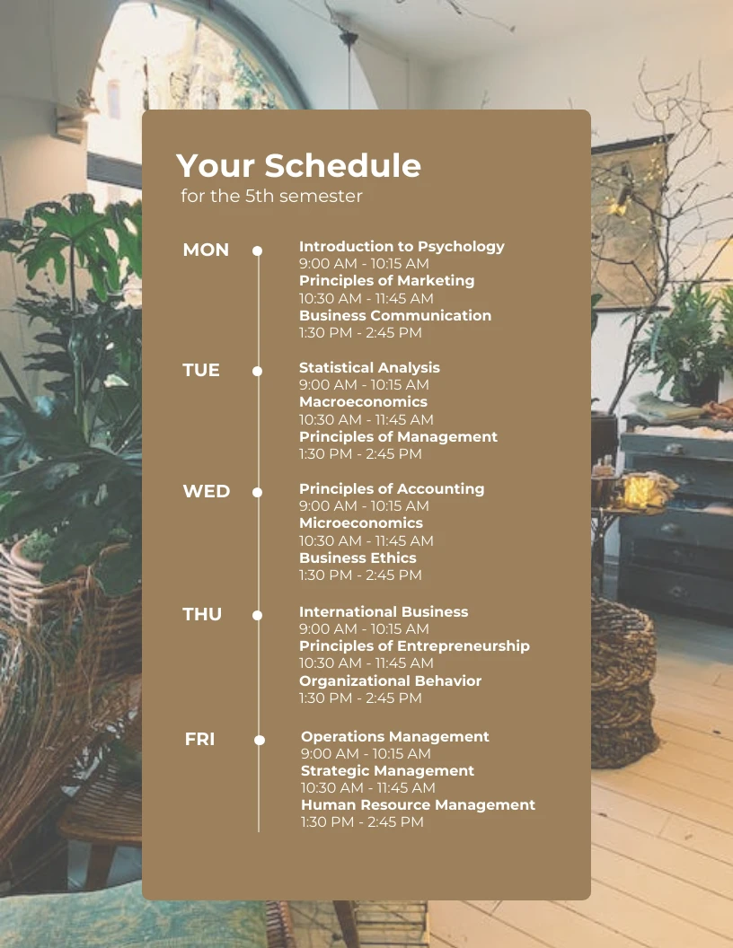 Brown Aesthetic College Schedule Template Venngage