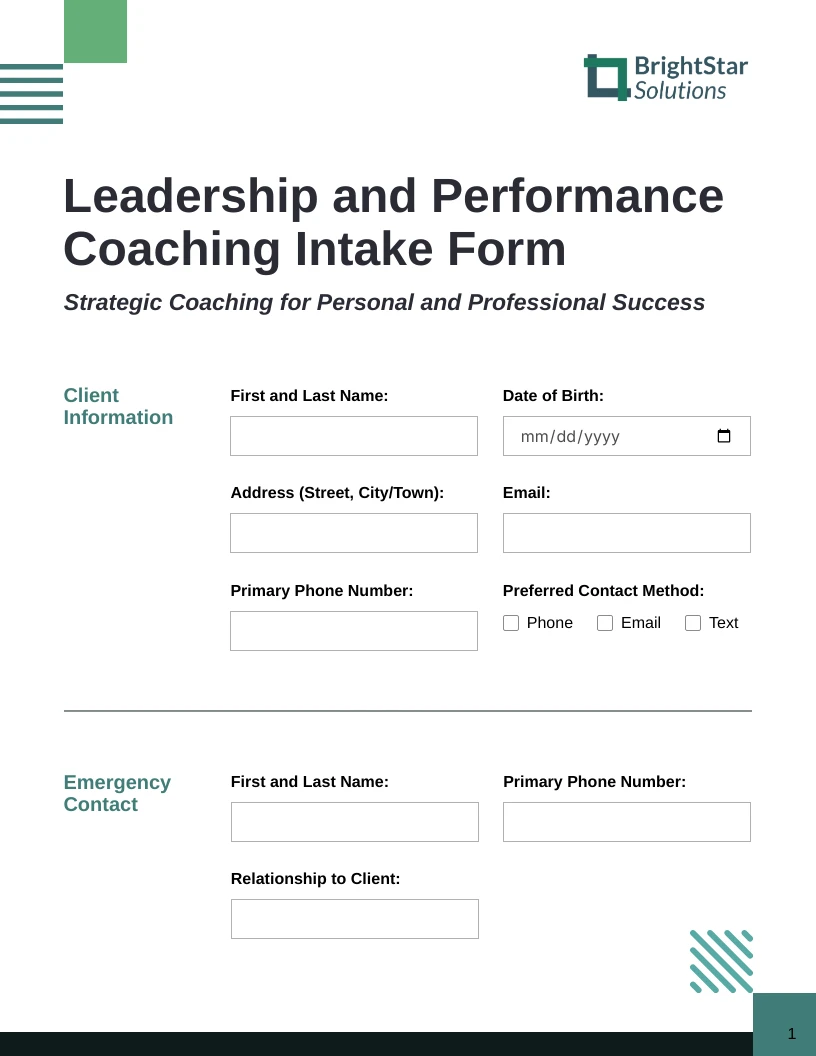 Coaching Intake Form Template - Venngage