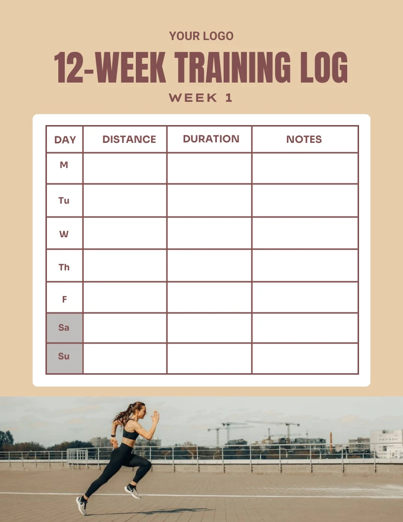 Week Training Log Schedule Template