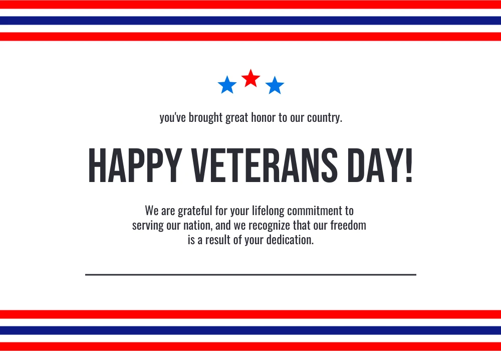 White Red And Blue Minimalist Veterans Day Card - Venngage