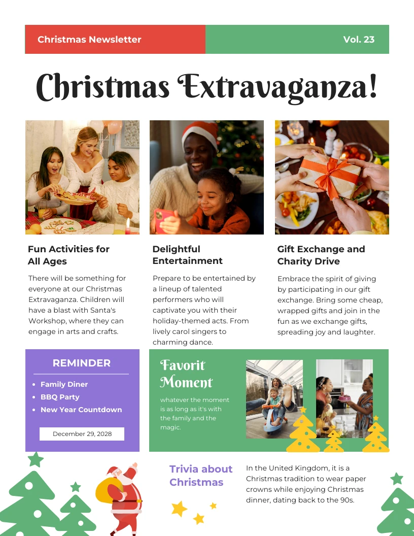 Happy Color Illustrate Christmas Newsletter Venngage