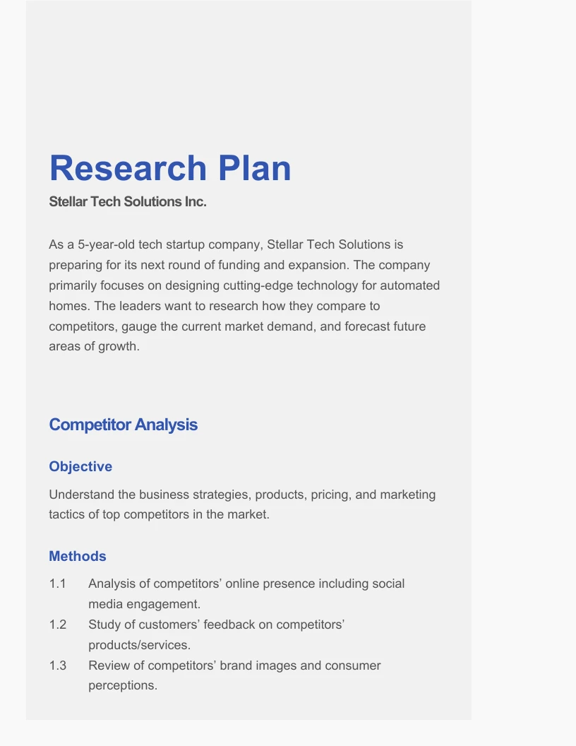 research support plan