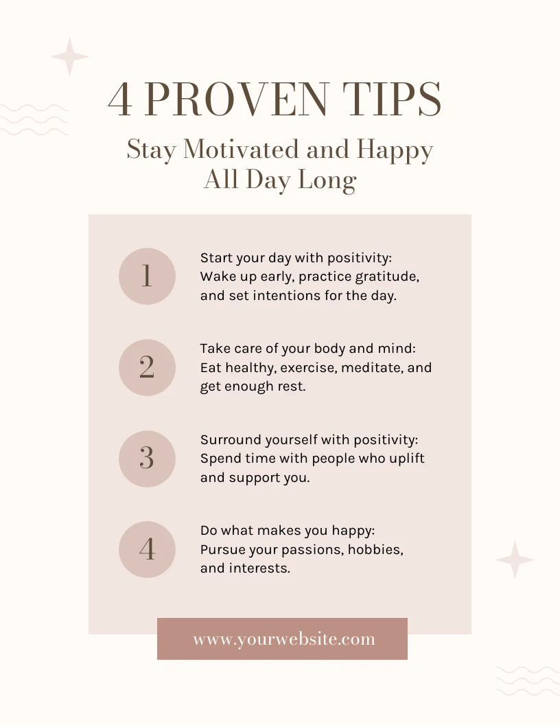 Soft Peach Pink Tips to Stay Happy Poster - Venngage