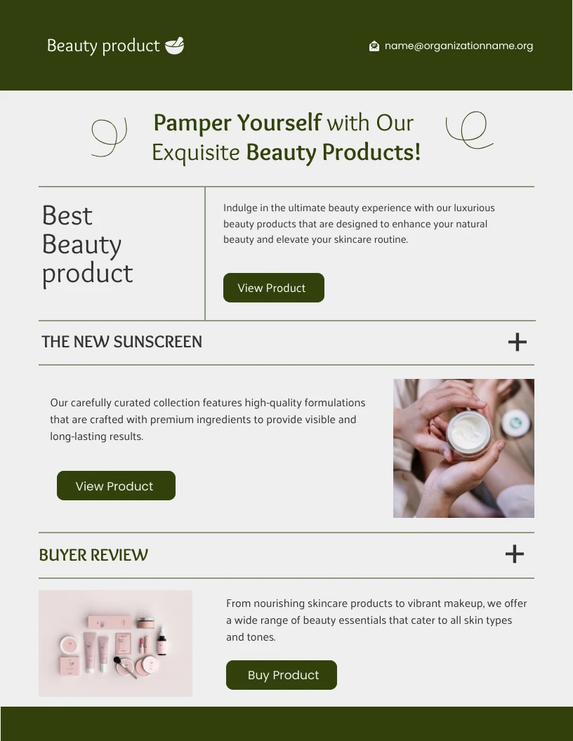 Green Beauty Newsletters Template - Venngage