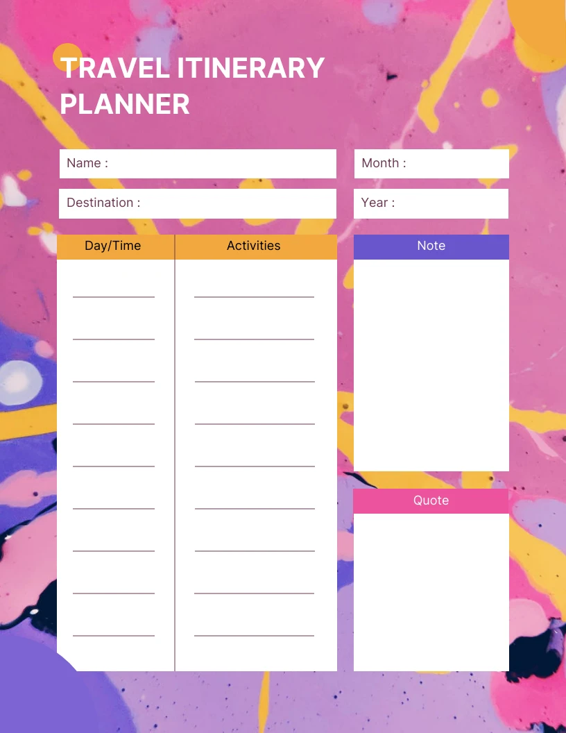 Aesthetic Travel Itinerary Planner Template - Venngage