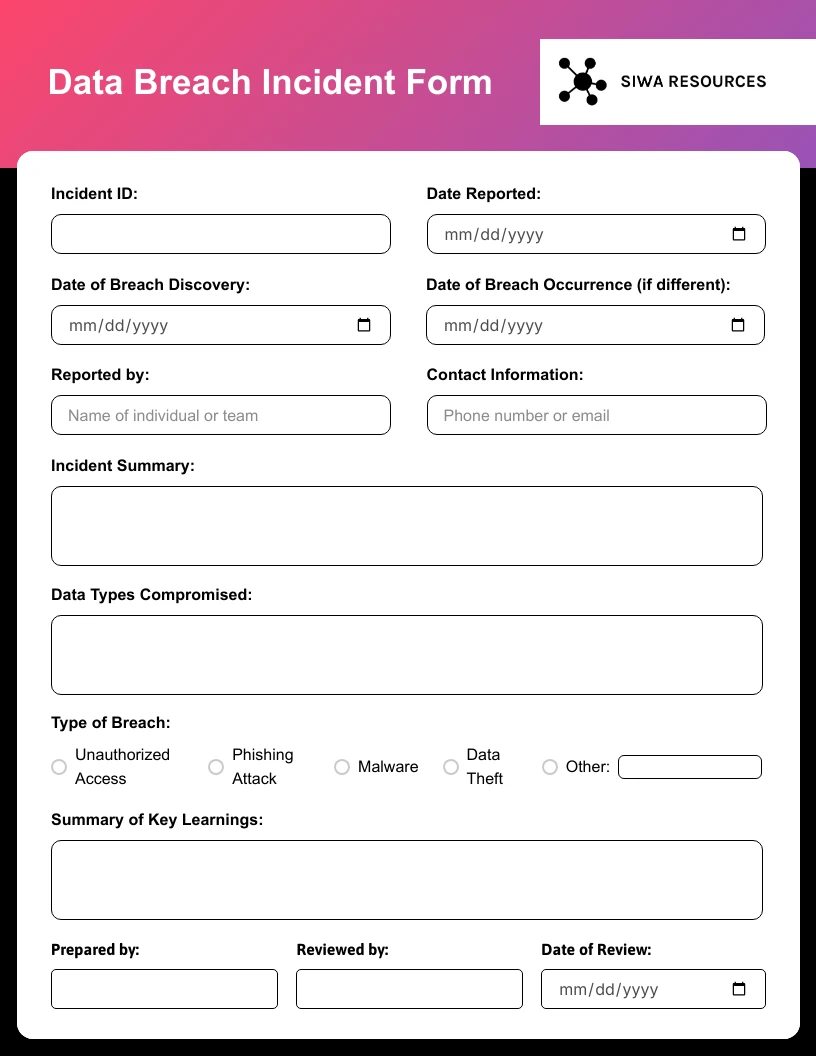 Data Breach Incident HR Form Template - Venngage