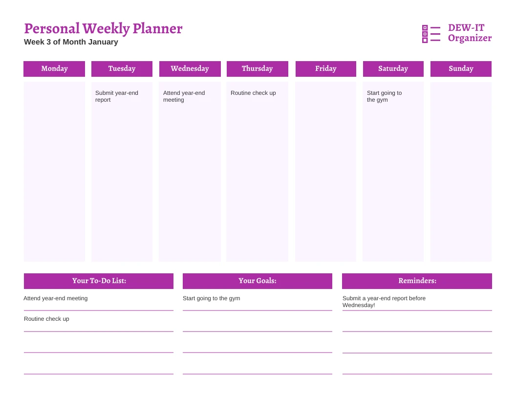 Schedule Planner Template Venngage