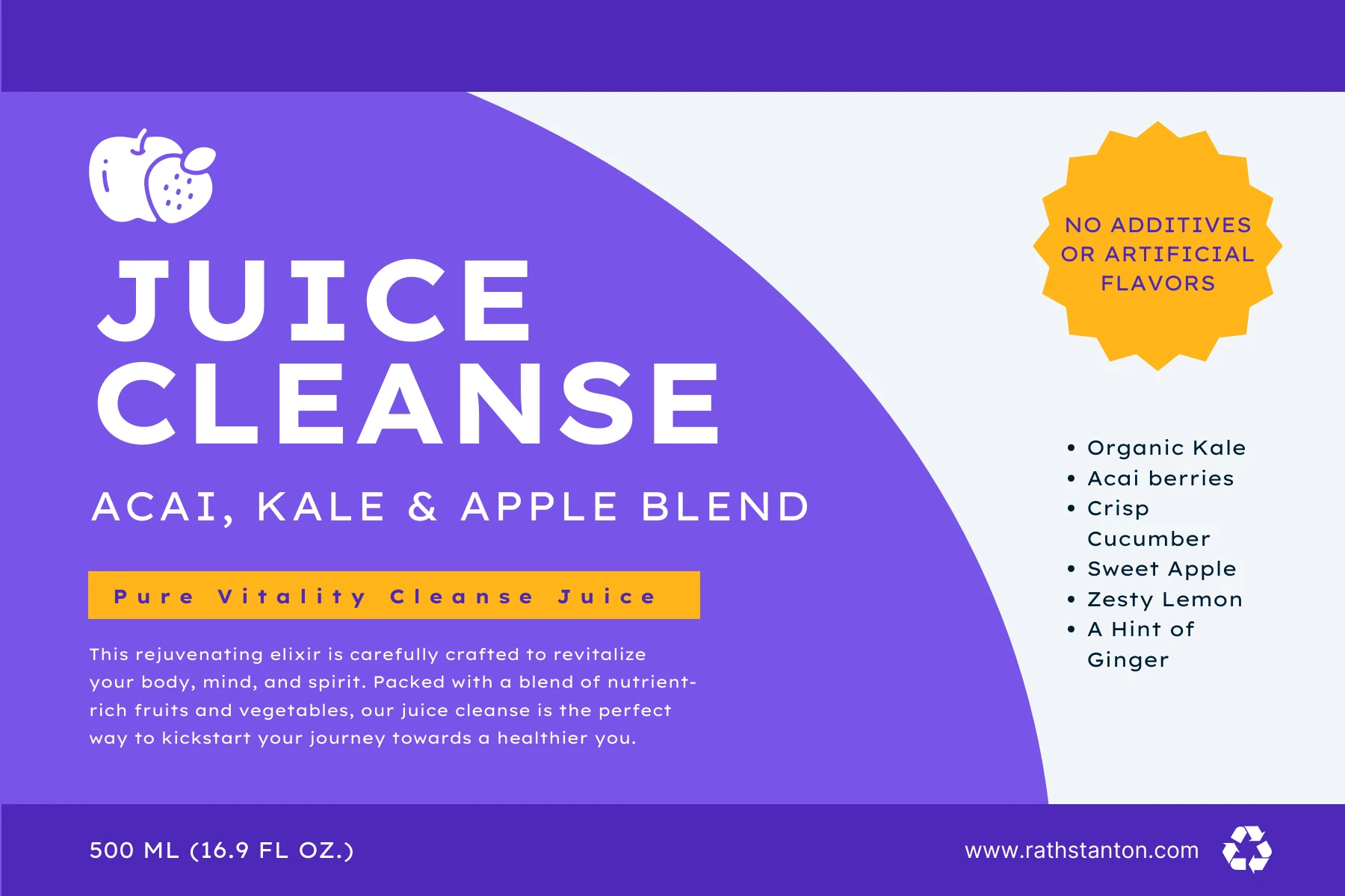 Minimalist Healthy Juice Water Bottle Label Venngage