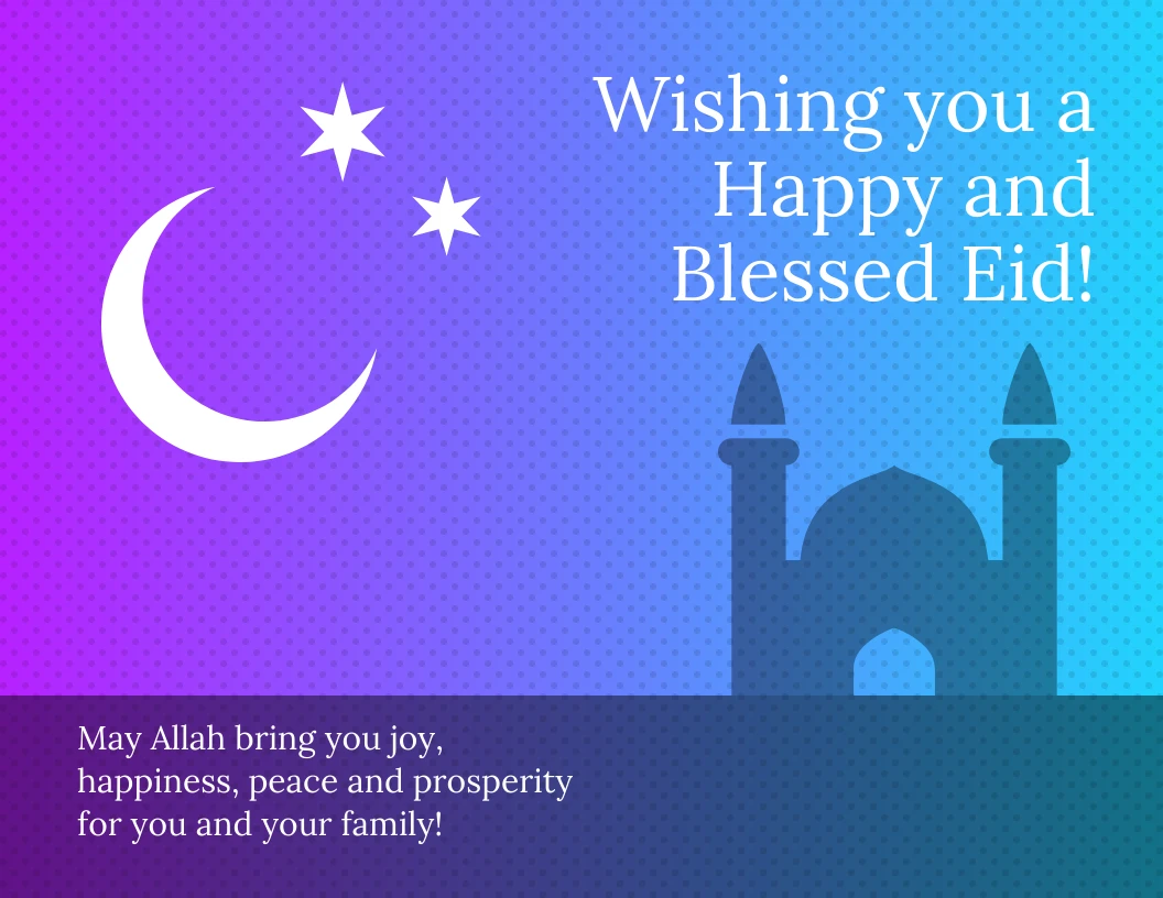 Colorful Eid Mubarak Holiday Card - Venngage